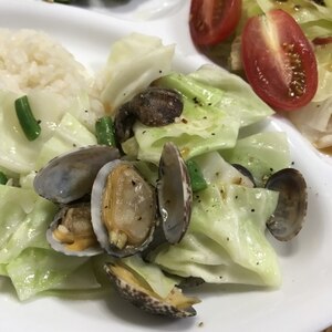 あさりと春キャベツのバター醤油蒸し